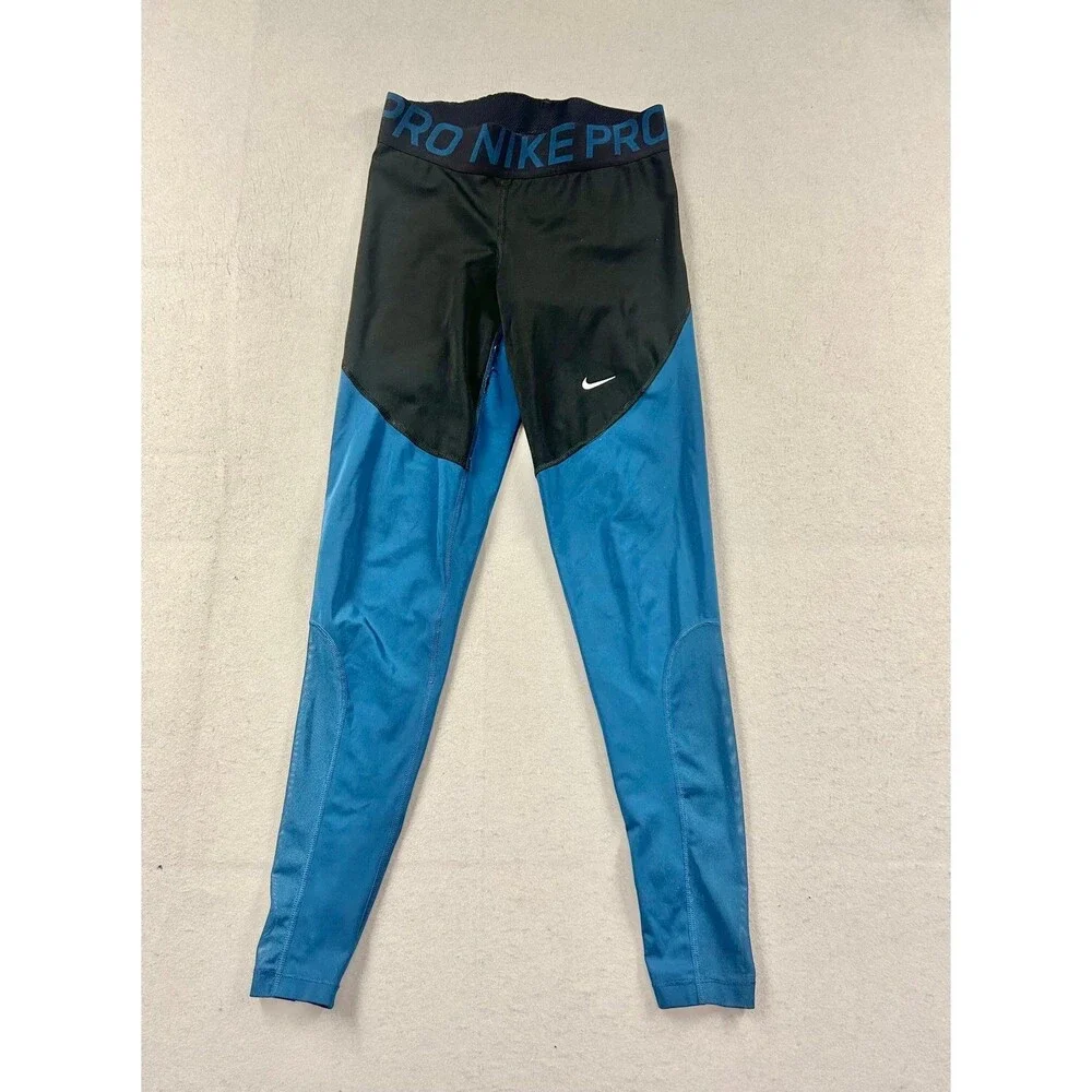 Nike Women's Pro Dri-Fit Training Leggings Tights Teal Medium Tight Fit